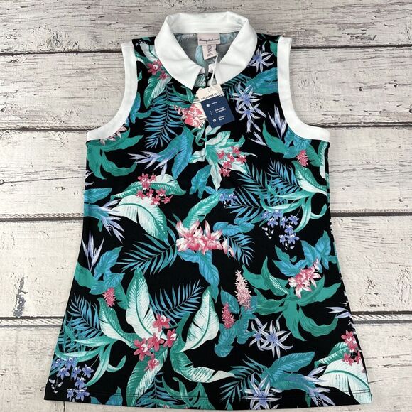 New Golf/Tennis Tommy Bahama UPF 50 Sleeveless Zip Collar‎ Top Women's Small NWT - Picture 1 of 11